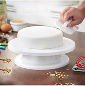 Resim Chuangyinshop Beyaz Manuel Dönen Pasta Standı - Dayanıklı Mutfak Dekorasyonu Beyaz 