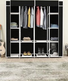 Resim Bez Dolap 12 Raflı Mega Boy Siyah Çok Amaçlı Plastik Gardırop 