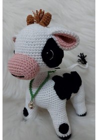 Resim Amigurumi Uyku Arkadaşı Organik Çanlı Buzu İnek 