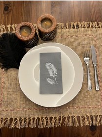 Resim Gümüş Yaldızlı Gri Palmiye Peçete 16 Adet 