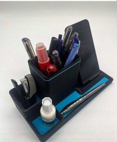 Resim Ofis Rehberi - Telefon Standlı Organizer Set, 3d Baskı, Siyah 