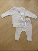 Resim S&H Bebek Beyaz Bebek Ayılı Cepli Filamalı Sweat Eşofman Pijama Bebek 2’li Takım C 141516910 