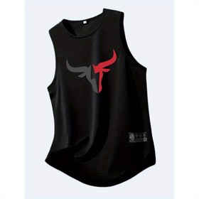 Resim Erkekler için Pembe Kolsuz Atletik Tank Top - Spor Salonu, Basketbol ve Antrenman için Nefes Alabilir, Nem Çeken Hızlı Kuruyan | Geometrik Boğa Baş Tasarımı ile Rahat Bisiklet Yaka, Eğitim Yeleği | Geometrik Boğa Tasarımı | Hızlı Kuruyan Kumaş, Spor Gömleği 