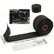 Resim Turcoshop11 Siyah 196.5 Inç Yüksek Sıcaklık Cam Elyaf Bant - 1200 C Dayanıklı Otomobil Motor Egzoz İzolasyon Şeridi 