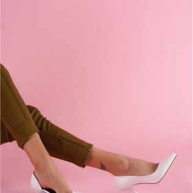 Resim Divolya Violet Beyaz Burnu Şeffaf Detaylı Günlük Kullanım Stiletto 