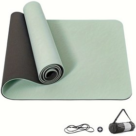 Resim Kaymaz Dokulu Yüzeye Sahip Yoga Matı, Kayışlı Yoga Matı, Yoga, Pilates Ve Fitness İçin Kalın Egzersiz Ve Egzersiz Matı 
