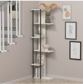 Resim Lagomood Feza Köşe Kitaplık Beyaz 