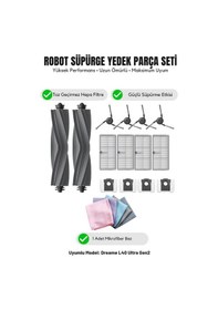 Resim Dreame L40 Ultra Gen2 İle Uyumlu 2 Ana Fırça 4 Yan Fırça 4 Filtre 4 Toz Torbası 1 Temizlik Bezi 16.0 
