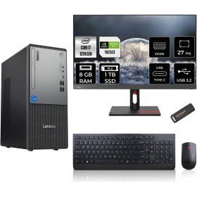 Resim Lenovo Thinkcentre Neo 50T Gen 5 Intel Core I7 13700 8gb 1tb SSD GTX1650/4GB 27" Fhd Monitör Fdos Masaüstü Bilgisayar & Per4 USB Bellek 12UB000LTRMNT2303 