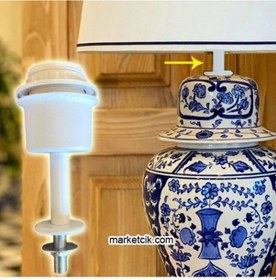 Resim Marketcik Çini Seramik Vazo Abajur Masa Lambası Aydınlatma Sistemi Beyaz E27 Duy 