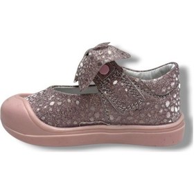 Resim Arzen Bebe 122-26 Simli Pullu Papyonlu Cırtlı Anatomik Kız Bebek Ayakkabısı 19-23 Pudra 