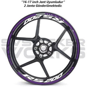 Resim Bajaj Rs200 Jant Sticker Dış Ve İç Set Sticker Jant Şeridi Mor 