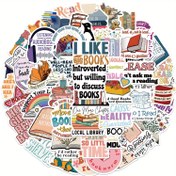 Resim 50 adet Okuma Kitabı Kitapçı Sevimli Estetik Stickerlar Laptop, Kaykay, Telefon, Gitar, Oyuncak, Motosiklet, Araba, Bisiklet, Bagaj, Kask, Yetişkin Çantası için Vinil Noel, Şükran Günü, Yeni Yıl Hediyeleri Stickerlar 