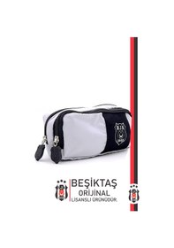 Resim Beşiktaş Orijinal Kalemlik Paraşüt Kumaş Çift Gözlü Kalem Kutusu Siyah - Beyaz 