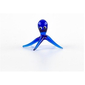 Resim Murano Cam Mavi Ahtapot Küçük El Yapımı 