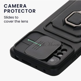 Resim m.tk moveteck Xiaomi Redmi Note 12 Pro 4g Kılıf Kamera Lens Korumalı Kızak Sürgülü Yüzüklü Kartvizitli Zumasilikon 