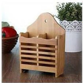 Resim Klasik İki Bölmeli Bambu Kaşıklık Çatal Kaşık Bıcak Rafı 