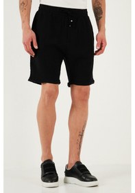 Resim Buratti % 100 Pamuk Regular Fit Normal Bel Müslin Erkek Short Cf25S657802 Siyah 