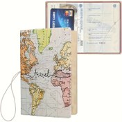 Resim 1'li Paket Seyahat Haritası Tasarımı Pasaport Kılıfı & Kimlik Organizatörü - Katlanabilir Açık Üst Belge Çantası ve Boyun Askısı, Dayanıklı Polyester Seyahat Aksesuarı için Pasaportlar, Kartlar, Biniş Kartları - Seyyahat Severler İçin İdeal Hediye, Kolay Temizlenebilir Malzeme 