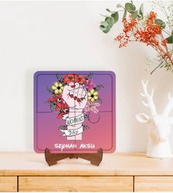 Resim Bk Gift Kişiye Özel Isimli Kadınlar Günü Tasarımlı Ahşap Standlı Puzzle Çerçeve-20 