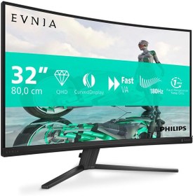 Resim Philips Uyumlu Evnia 31.5" 32m2c3500l 180hz 0.5ms 2k Qhd Kavisli Gaming Monitör 