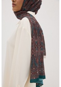Resim Mirsoy Scarf Rüya Pamuk Etnik Desen Şal Kahve 