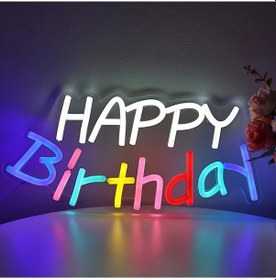 Resim Elmpaly Tonger Doğum Günü Kutlama Neon Işık - Happy Birthday Yazılı Usb Dekor, Hediye - 
