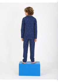 Resim Vitmo Erkek Çocuk Uzun Kollu Pamuklu Düğmeli Pijama Takımı Leo Uzun İndigo 