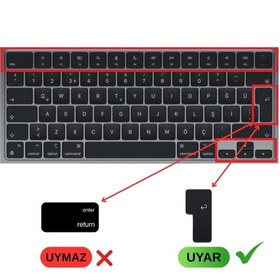 Resim Apple Uyumlu MacBook Klavye Koruyucu Eski Türkçe F Dizilim Daktilo Tip Silikon Kapak Siyah 