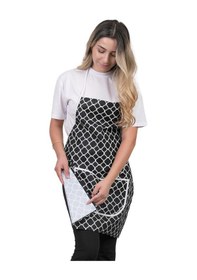 Resim Trendy Membranlı 3lü Set Sıvı Geçirmez Su Geçirmez Mutfak Önlüğü Çeyiz Seti 1 Eldiven 1 Tutacak Siyah Halkalı 