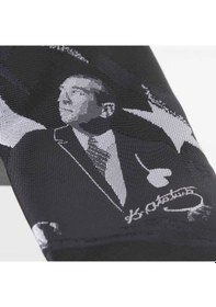 Resim Gaffy Atatürk ve Imza Desenli Dokuma Siyah Kravat - Ak-23 Çok Renkli 
