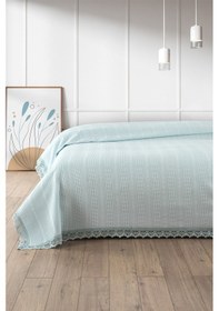 Resim Dantelli Tek Kişilik Waffle Pike- %100 Pamuk Petekli Pike-160x230 Cm-mint Mınt Mint 
