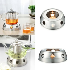 Resim 1 adet Paslanmaz çelik sıcak çay ocak mumlu ısınan çay seti otel ev tipi çay sıcak çay ocak cam tencere yalıtım tabanı 