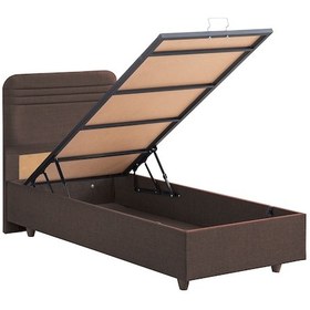 Resim Mila Tek Kişilik Baza Başlık Orthosoft Yatak Seti - Koyu Kahve 100 x 200 