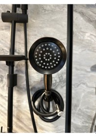 Resim İsaoğlu Yapı Siyah Duş Sistemi Klasik Vintage Tasarım Duş Seti Askı Aparatı Dahil Komple Set Siyah 