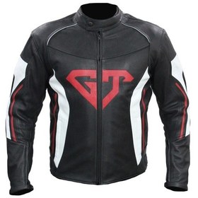 Resim Forge Gt Deri Motosiklet Montu Beyaz- Kırmızı - Siyah 