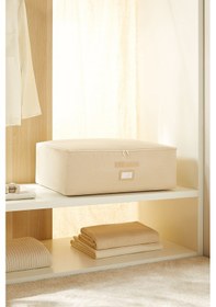 Resim Ocean Home Textile Büyük Boy Bej Balıksırtı Baza Altı Hurç 62 x 46 x 22 cm 