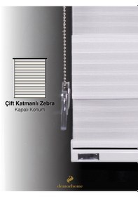 Resim Br Demor Home Geniş Pliseli Beyaz Zebra Stor Güneşlik Perde Metal Kasa Beyaz 