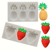 Resim 1 adet, Çilek Ananas Fondan Kalıbı, 3D Silikon Kalıp, Şeker Kalıbı, Çikolata Kalıbı, Kendin Yap Kek Süsleme Aracı, Pişirme Araçları, Mutfak Aksesuarları 