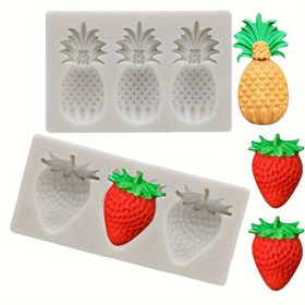 Resim 1 adet, Çilek Ananas Fondan Kalıbı, 3D Silikon Kalıp, Şeker Kalıbı, Çikolata Kalıbı, Kendin Yap Kek Süsleme Aracı, Pişirme Araçları, Mutfak Aksesuarları 