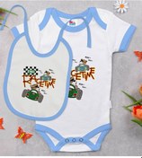 Resim Bk Kids Race Time Tasarımlı Mavi Bebek Body Zıbın Ve Mama Önlüğü Çok Renkli 