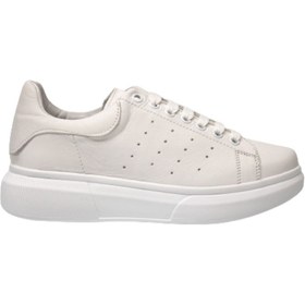 Resim REKOR Kadın Beyaz Queen Hakiki Deri Spor Ayakkabı Sneaker 