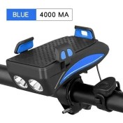Resim GongtuShop Mavi 4000MAH Tarzı Bisiklet Işık Bisiklet El Feneri LED Işlevli 4 1 Bisiklet Kornası Tutucu Güç Bankası Bisiklet Ön Lamba Telefon Standı Tutucu Bisiklet Rafı (Yurt Dışından) 