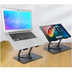 Resim Hakay Katlanabilir Taşınabilir Laptop Standı - 360 Derece Döner Taban, Koyu Gri 