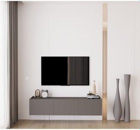 Resim enwood Capella Gri Mdf Country 3 Kapaklı DUVARA MONTE 140 Cm Tv Ünitesi GRİ 140 x 52 