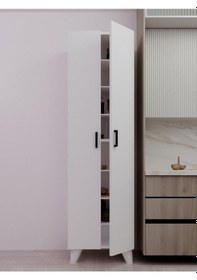 Resim 8 Raflı 2 Kapaklı 16r Mutfak Dolabı Banyo Dolabı Çok Amaçlı Dolap Beyaz Beyaz 
