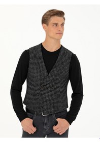 Resim Cacharel Antrasit Slim Fit Yün Karışımlı Spor Yelek Gri 