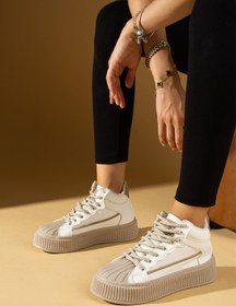 Resim Pembe Potin Kadın Beyaz Vizon Yüksek Tabanlı Rahat Kalıp Sneakers 