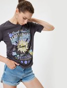 Resim Oversize Tişört Slogan Baskılı Bisiklet Yaka Kısa Kollu Pamuklu 