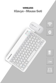 Resim SPRANGE Tablet Ve Telefonlar İçin Bluetooth - Wireless Klavye Ve Mouse Set - Beyaz 